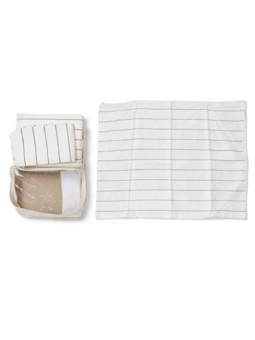 Oake Full/Queen Size Duvet Cover and Pillowcases Pillow Shams Set Striped Ivory